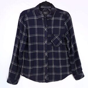 Rails Button-Up Shirt Womens XS Oversized Hunter Plaid Long Sleeve Front Pocket